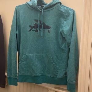 Women’s Patagonia Sweatshirt Hoodie Medium Fish Green Lightweight Cotton